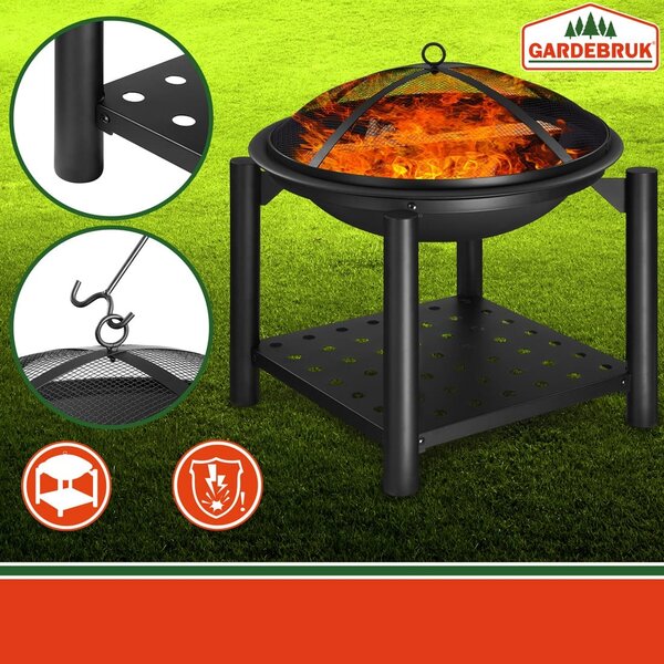 Ognjišče s prostorom za drva FIRE, Ø55cm, črn Gardebruk