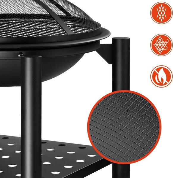 Ognjišče s prostorom za drva FIRE, Ø55cm, črn Gardebruk
