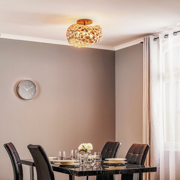 Schuller Valencia Narisa LED stropna svetilka, Ø 46 cm, roza zlato, Dnevna soba / jedilnica, Kovina, Sodobni