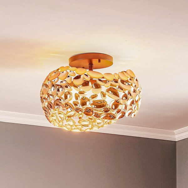 Schuller Valencia Narisa LED stropna svetilka, Ø 46 cm, roza zlato, Dnevna soba / jedilnica, Kovina, Sodobni