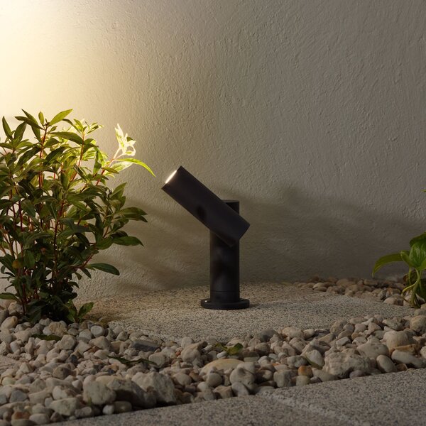 Lucande Narea LED svetilka na podstavku, nastavljiva, 14 cm, Siva, Kovina, Sodobni
