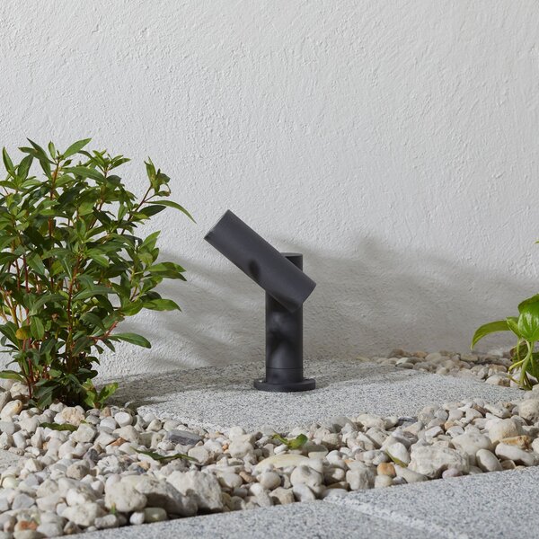 Lucande Narea LED svetilka na podstavku, nastavljiva, 14 cm, Siva, Kovina, Sodobni