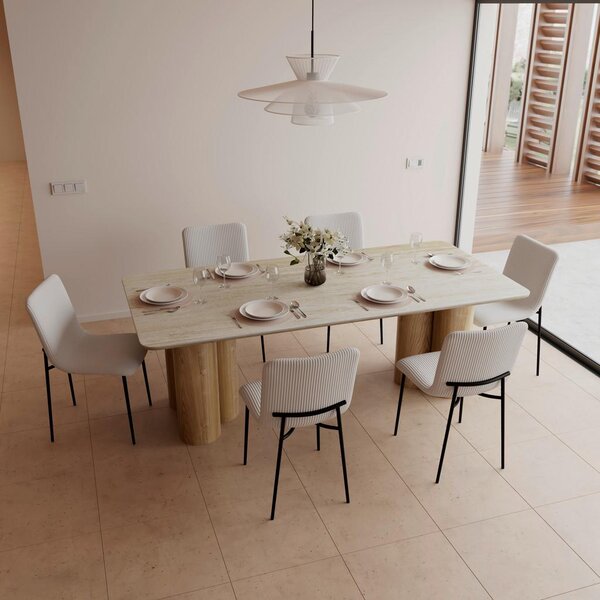 Bessagi Home Jedilna Miza Kiano, Naravne Barve, Porcelan, 220x105