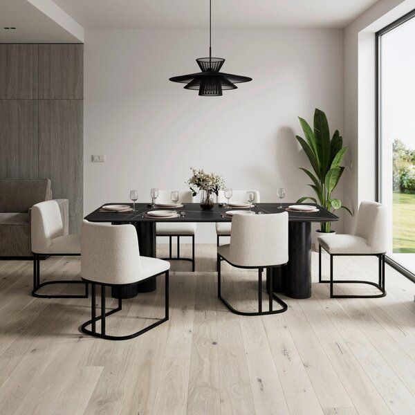 Bessagi Home Jedilna Miza Kiano, Črna, Porcelan, 220x105