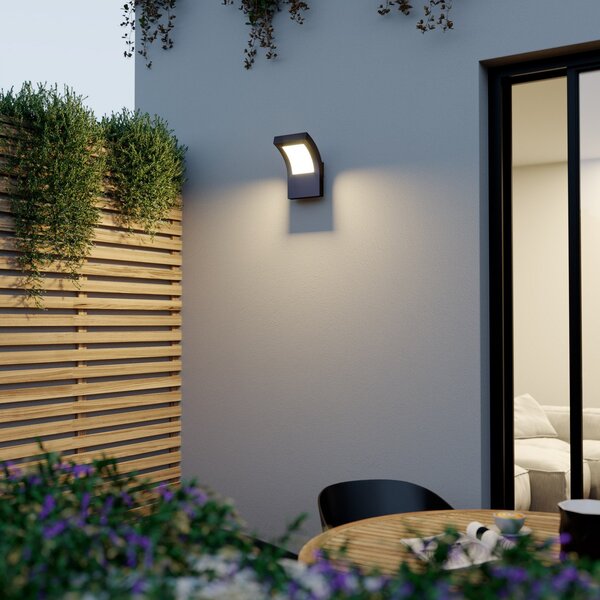Arcchio LED zunanje stensko svetilo Advik, IP65, antracit, kovina, Črna, Aluminij, Sodobni