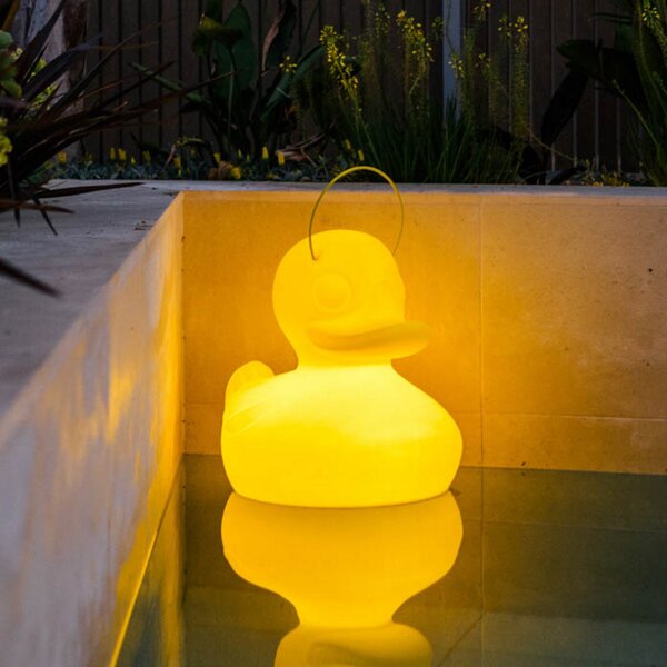 Goodnight Light LED-design svetilka DUCK-DUCK XL za zunanjo uporabo v rumeni barvi, zatemnjen, Rumena, Plastika, Dizajn