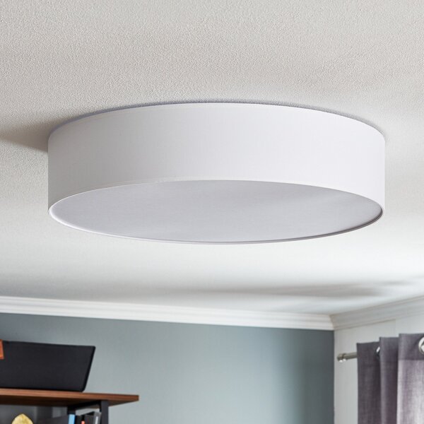 TK Lighting Stropna svetilka Rondo, bela Ø 60 cm, zatemnjen, Bela, spalnica, Tkanine / tekstil, Sodobni