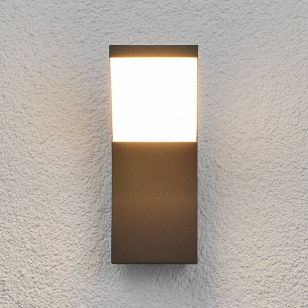 Lucande LED zunanje stensko svetilo Timm, 20 cm, antracit, IP54, Črna, Aluminij, Sodobni, Stenska kotna