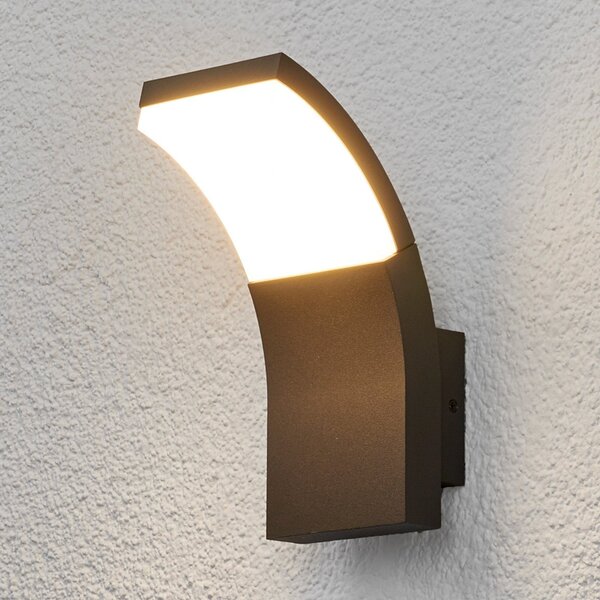 Lucande LED zunanje stensko svetilo Timm, 20 cm, antracit, IP54, Črna, Aluminij, Sodobni, Stenska kotna