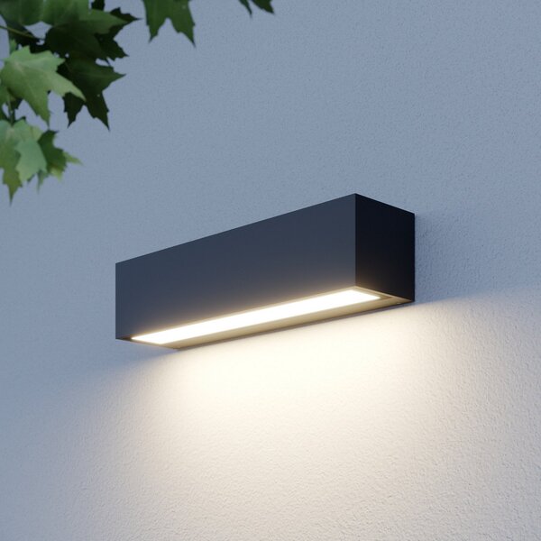Lucande LED stenska svetilka Lengo, 25 cm, antracit, navzdol, 3000K, Črna, Aluminij, Sodobni