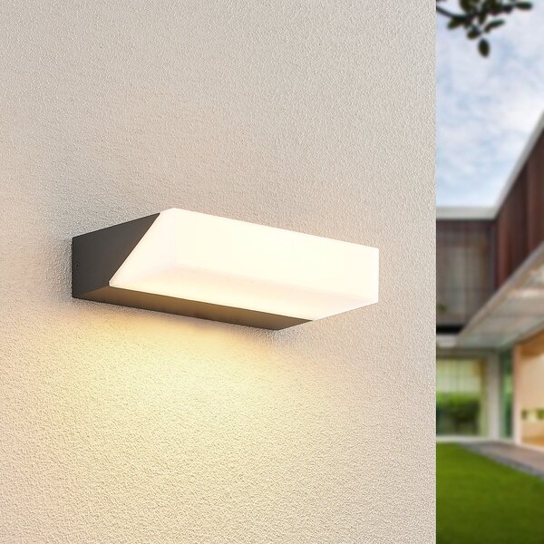 Lucande LED zunanje stensko svetilo Golnar, antracit, 25 cm, Črna, Kovina, Sodobni