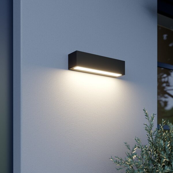 Lucande LED stenska svetilka Lengo, 25 cm, antracit, navzdol, 3000K, Črna, Aluminij, Sodobni