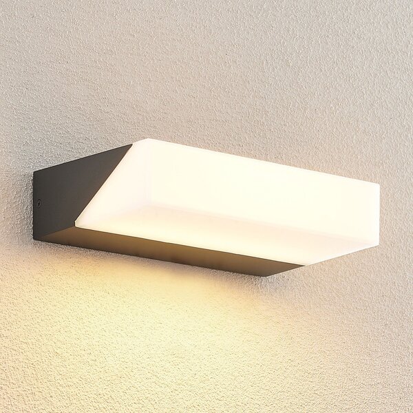 Lucande LED zunanje stensko svetilo Golnar, antracit, 25 cm, Črna, Kovina, Sodobni