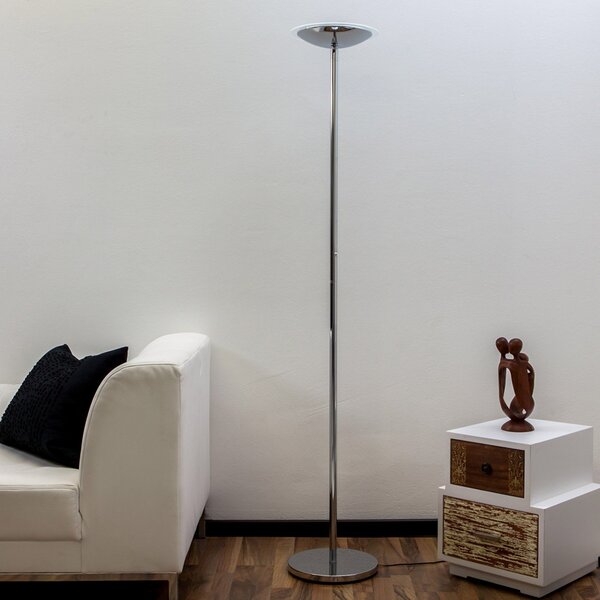 Lindby LED-stoječa svetilka Malea, kromirana, z možnostjo zatemnitve, 180 cm, zatemnjen, Kovinska, Dnevna soba / jedilnica, Kovina, Sodobni