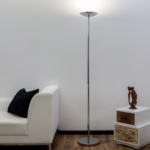 Lindby LED-stoječa svetilka Malea, kromirana, z možnostjo zatemnitve, 180 cm, zatemnjen, Kovinska, Dnevna soba / jedilnica, Kovina, Sodobni