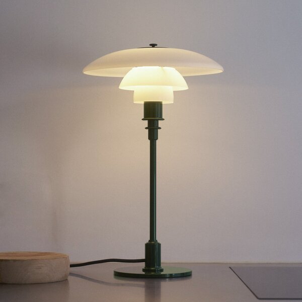 Louis Poulsen Namizna svetilka PH 2/1, temno zelena, Ø 20 cm, Zelena, Dnevna soba / jedilnica, Steklo, Dizajn