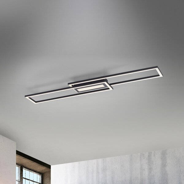 JUST LIGHT. GmbH LED stropna svetilka Asmin, CCT, črna, 95x17,5cm, zatemnjen, Črna, Dnevna soba / jedilnica, Aluminij, Sodobni, Strop z več plameni