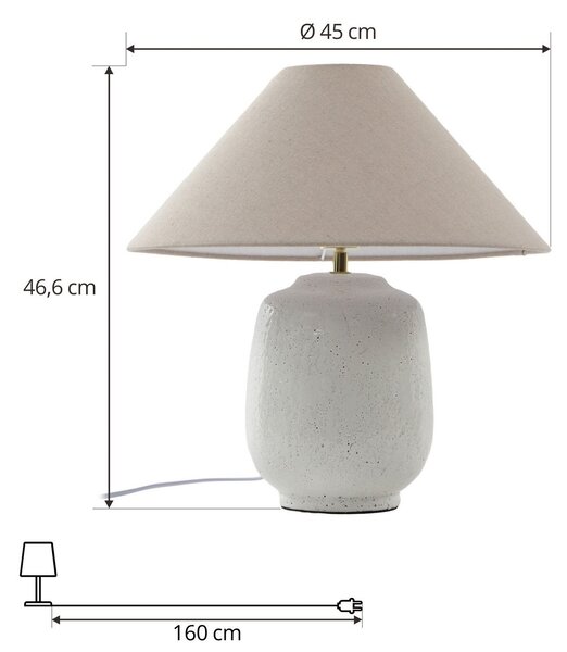 Lucande Namizna svetilka Thalorin, višina 47 cm, bela, keramika, Bela, Dnevna soba / jedilnica, Keramika, Skandinavski