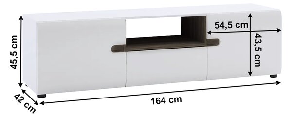 KONDELA TV omarica, bela, izredno visok sijaj HG, hrast sonoma, LYNATET TYP 50