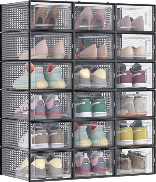 Organizator za čevlje MARI, 18 predalov, prozoren/črna SongmicsHome