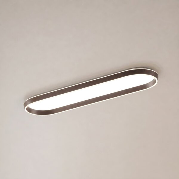 Lucande LED stropna svetilka Rylan, 112 cm, rjava, z možnostjo regulacije, zatemnjen, Rjava / rjasta, Dnevna soba / jedilnica, Kovina, Sodobni