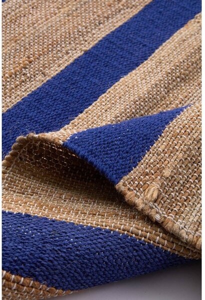 Modra/v naravni barvi ročno tkana preproga iz mešanice jute 160x230 cm Otti – Jotex