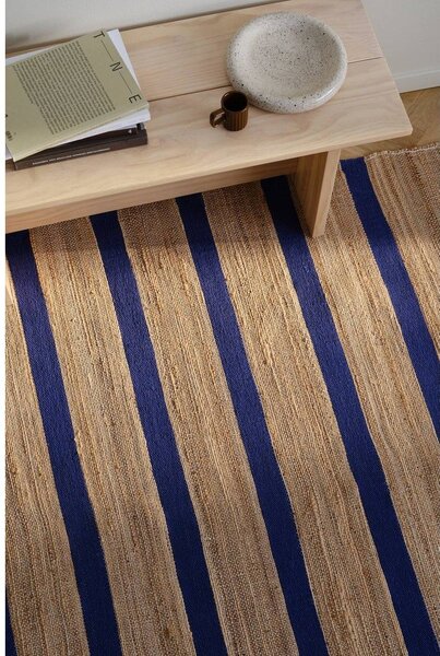 Modra/v naravni barvi ročno tkana preproga iz mešanice jute 160x230 cm Otti – Jotex