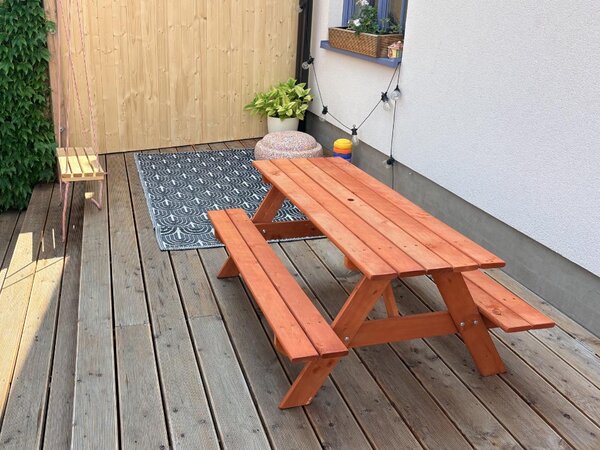 ATMOWOOD Lesena otroška klop z mizo