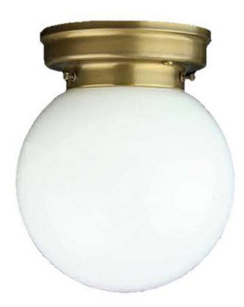 Berliner Messinglampen Stropna svetilka D99-115 op B s senčnikom iz opalnega stekla, zatemnjen, Zlata / medeninasta, Hodnik, Kovina, Antični, Globus