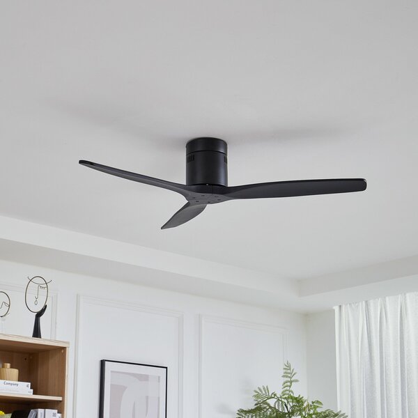 Lucande stropni ventilator Vindur, črn, DC, tih, Črna, Dnevna soba / jedilnica, Kovina, Sodobni