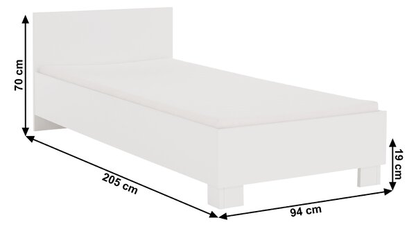 KONDELA Postelja, bela, 90 x 200, SVEND TIP 36