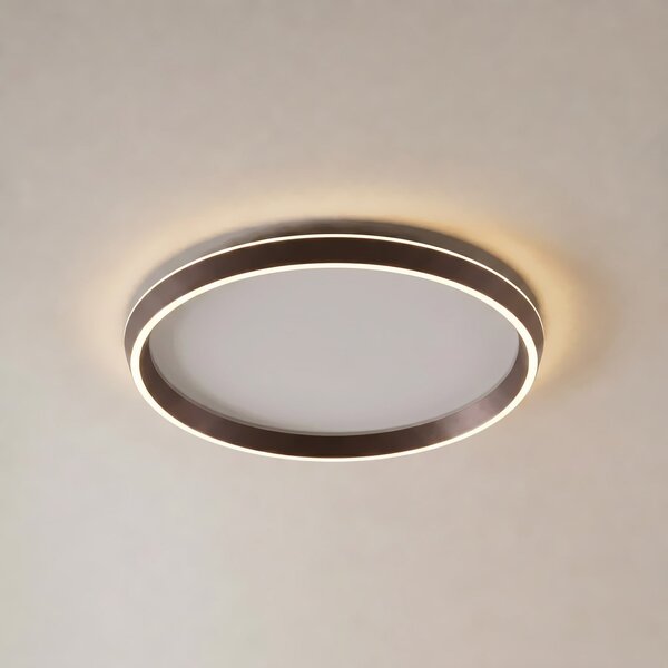 Lucande LED stropna svetilka Rylan, rjava, Ø 62 cm, z možnostjo regulacije, zatemnjen, Rjava / rjasta, Dnevna soba / jedilnica, Kovina, Sodobni