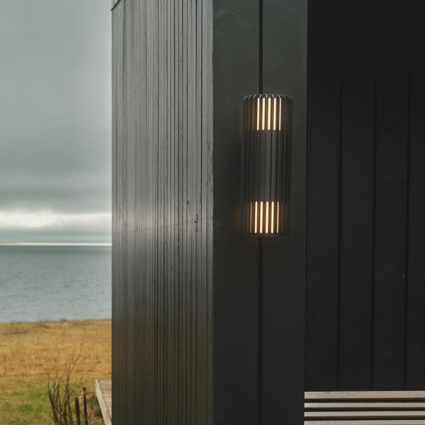 Nordlux Zunanja stenska svetilka Aludra Double Seaside, aluminij, črna, 2-svetilna., zatemnjen, Črna, Aluminij