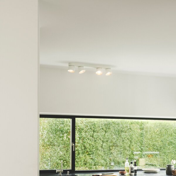 Nordlux Downlight Pitcher, GU10, štiri žarnice, kovina, bela, zatemnjen, Bela, Dnevna soba / jedilnica, Kovina, Sodobni