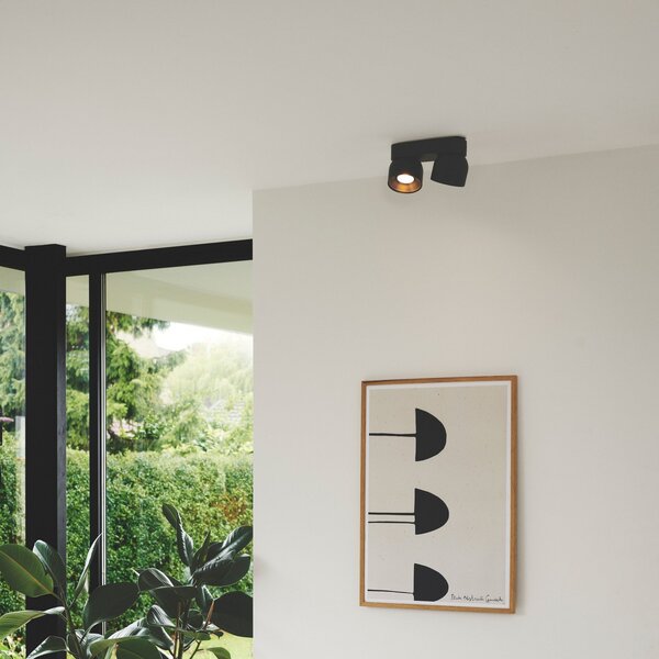 Nordlux Downlight Pitcher, GU10, dvokamen, kovina, črn, zatemnjen, Črna, Dnevna soba / jedilnica, Kovina, Sodobni