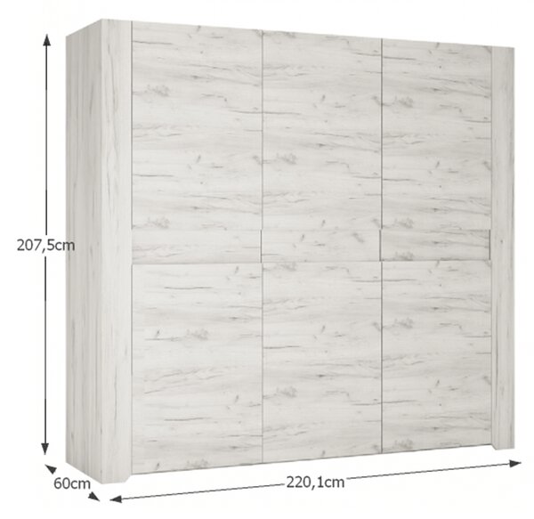 KONDELA Spalnica (omara, postelja 160 x 200, dve nočni omarici), craft bela, ANGEL