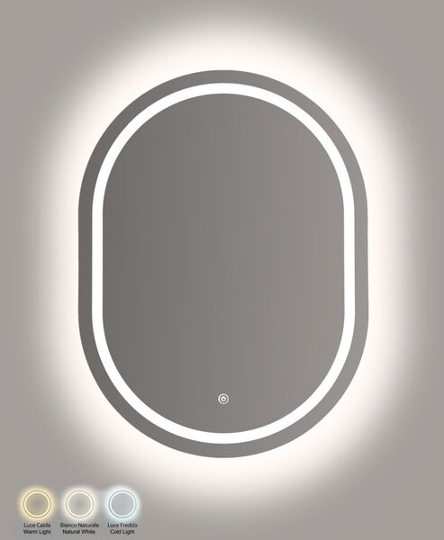 Stensko ogledalo LED Simple Oval