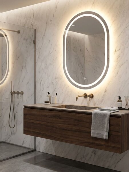 Stensko ogledalo LED Simple Oval