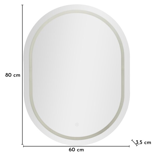 Stensko ogledalo LED Simple Oval