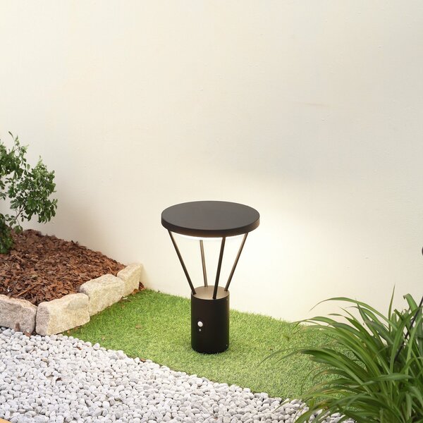 Lucande LED solarna svetilka Elario, 44 cm, črna, senzor, Črna, Aluminij, Sodobni