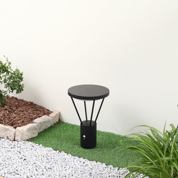 Lucande LED solarna svetilka Elario, 44 cm, črna, senzor, Črna, Aluminij, Sodobni