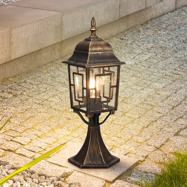 Trio Lighting Svetilka na podstavku Volturno, rjaste barve, višina 47 cm, aluminij, zatemnjen, Rjava / rjasta, Aluminij, Antični