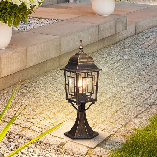 Trio Lighting Svetilka na podstavku Volturno, rjaste barve, višina 47 cm, aluminij, zatemnjen, Rjava / rjasta, Aluminij, Antični