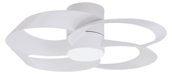 Mantra Iluminación LED stropni ventilator Rose, bel, tiho delujoči enosmerni motor, premer 65 cm,, zatemnjen, Bela, Dnevna soba / jedilnica, Plastika, Sodobni