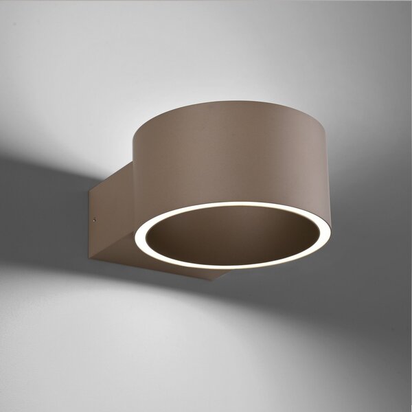 PURE LED stenska svetilka Clipse, bronaste barve, aluminij Ø 15 cm, zatemnjen, Bronasta / starinska medenina, Dnevna soba / jedilnica, Aluminij, Sodobni, Okrogla stena