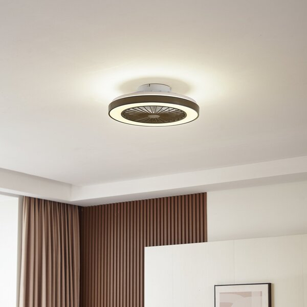 Lindby Stropni ventilator LED Teleo, Ø48 cm, črna, DC, Tuya, zatemnjen, Črna, Dnevna soba / jedilnica, Plastika, Sodobni