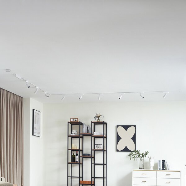 Lindby Sistem tirnic 48V Lumaro, reflektorji, 9-lamelni, beli, Ø4cm, 25cm, zatemnilni, zatemnjen, Bela, Dnevna soba / jedilnica, Aluminij, Sodobni, Strop z več plameni