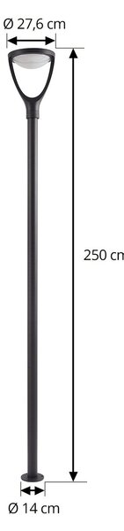 Lucande LED zunanja luč Filor, črna, aluminij, 250 cm, Črna, Aluminij, Sodobni