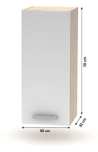 KONDELA Zgornja omara, bela/hrast sonoma, NOVA PLUS NOPL-002-OH