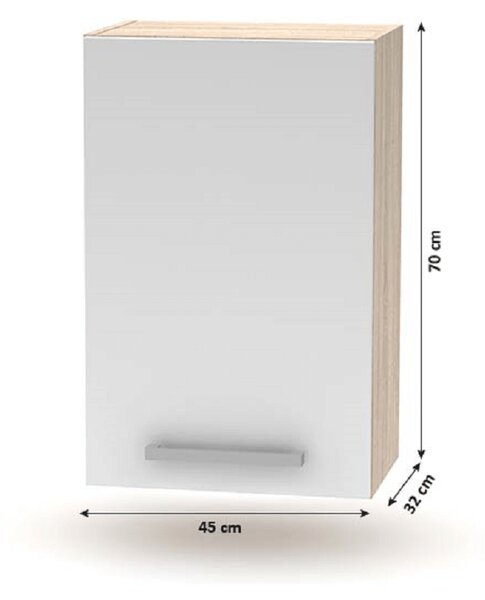 KONDELA Zgornja omara 45 1DV, hrast sonoma/bela, NOVA PLUS NOPL-024-OH